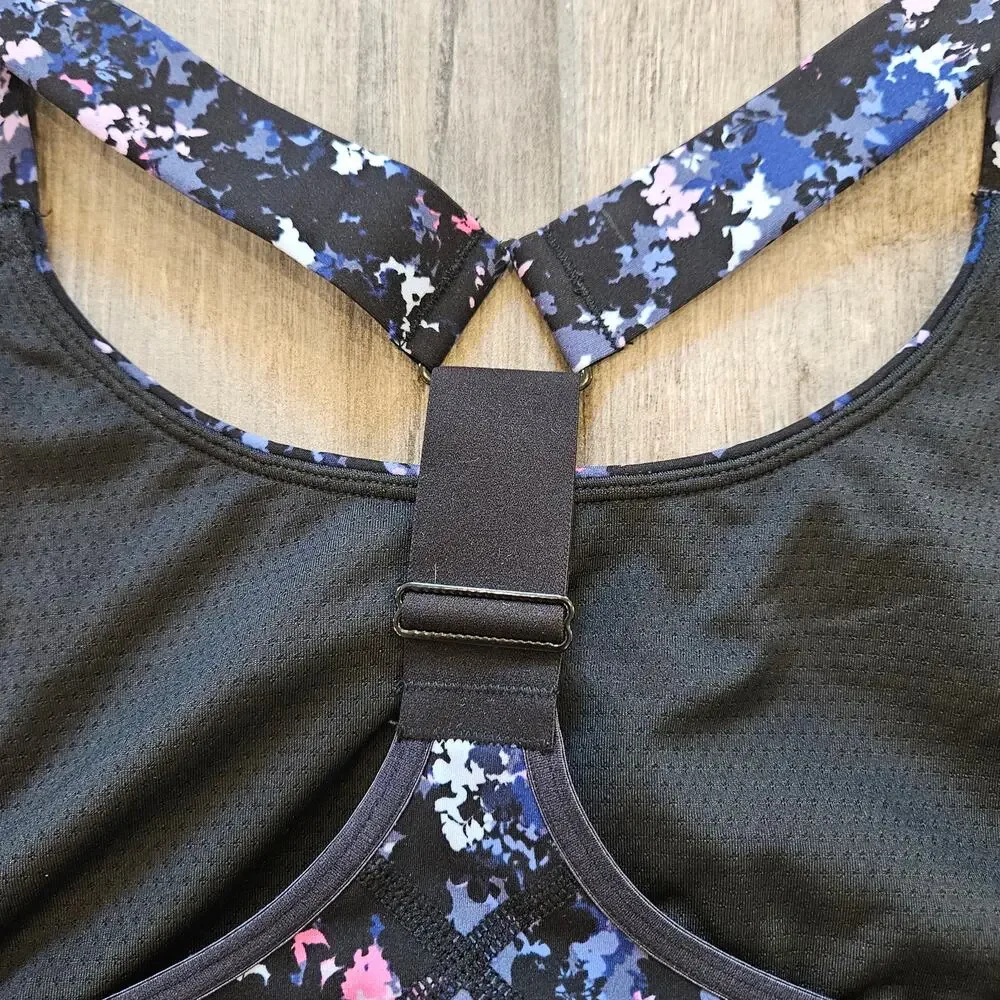 Sweaty Betty Power Medium Support Sports Bra Women Size L Floral Black Racerback